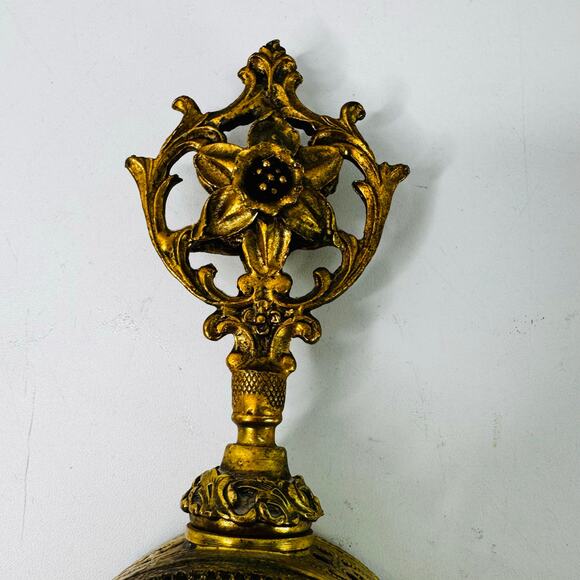 Vintage Gold Ormolu Perfume Bottle Beveled Glass Filigree Hollywood Floral - Picture 4 of 9